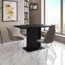 Ver imagem 1 de Mesa Jantar Londres Tampo Preto 120cm 4 Cadeiras Ferro Branco Estofado Nude Médio