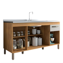 Ver imagem 3 de Gabinete P/ Pia 150cm Balcão Multiuso Cozinha Armário Freijó/ Off-white