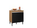 Ver imagem 2 de Balcão Gabinete P/ Cooktop 4 ou 5 Bocas 2 Portas - Ajl Móveis:amêndoa/preto