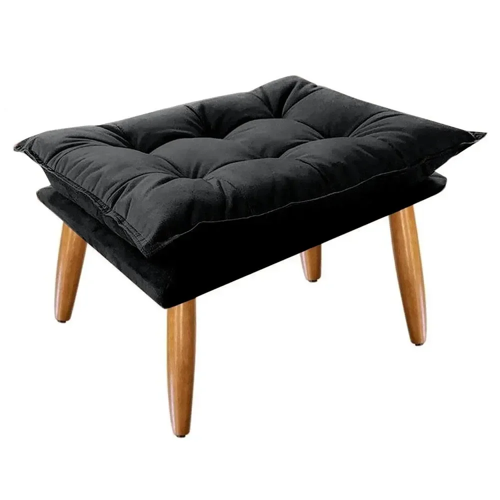 Puff Opala Slim Suede Pés Palito Decorativo Sala de Estar - Mercado Dos Móveis:preto