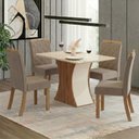 Ver imagem 1 de Conjunto Sala de Jantar Mesa 120 cm Tampo MDF 4 Cadeiras Layla Confort Casa 812