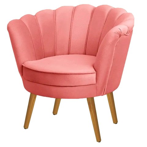 Poltrona Pétala em Sued Premium Rosê Sua Casa Decorações