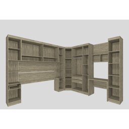 Guarda Roupa Dormitório Modulado Master Casal Queen 1,58 m Canto c/ Mesa Escrivaninha e Nicho - Luci - 2