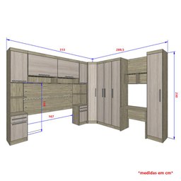 Guarda Roupa Dormitório Modulado Master Casal Queen 1,58 m Canto c/ Mesa Escrivaninha e Nicho - Luci - 4