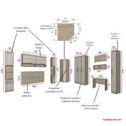 Guarda Roupa Dormitório Modulado Master Casal Queen 1,58 m Canto c/ Mesa Escrivaninha e Nicho - Luci - 3