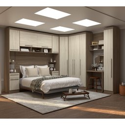 Guarda Roupa Dormitório Modulado Master Casal Queen 1,58 m Canto c/ Mesa Escrivaninha e Nicho - Luci - 1