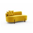 Ver imagem 2 de Sofá Orgânico 2 Lugares c/2 Almofadas Curvo Sala Recepção Veludo Amarelo - Montanaris Decor
