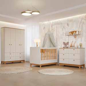 Quarto Bebê Completo Berço Americano Cômoda Guarda Roupas