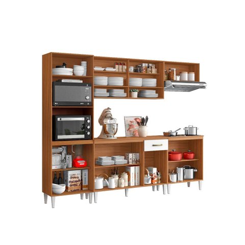 Jogo de Cozinha Atena Completo 249cm - Cinamomo/branco Aramóveis