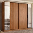 Ver imagem 1 de Guarda Roupa Casal 4 Portas com Espelho e 4 Gavetas Estônia - Nogueira/nude Prime Tx
