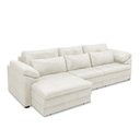 Ver imagem 5 de Sofá Retrátil Manual Sala de Estar Nolan Bipartido 297cm Conforto Premium em Couro Branco Manchado G