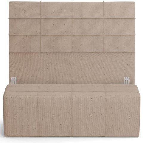 Kit Cabeceira Cama Box Casal 140cm com Calçadeira Roma W01 Linho Bege Escuro - Lyam Lyam Decor
