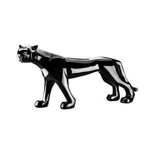 Escultura Estátua Pantera Caminhando Grande 88cm:preto Brilho