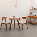 Ver imagem 1 de Conjunto Mesa de Jantar Square Laminada Redonda Natural - 88cm + 2 Cadeiras Nord Encosto Madeira Ass