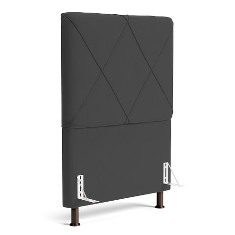 Cabeceira Cama Box Solteiro Mel 90cm com Frame Suede Cinza - Desk Design