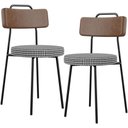 Ver imagem 1 de Kit 02 Cadeiras Decorativas Estofada Sala Jantar Barcelona L02 Couríssimo Marrom Pied Poule - Lyam L