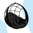 Ver imagem 4 de Balanço Suspenso Ninho em Fibra Sintética Artesanal e Almofada Preto