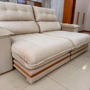 Ver imagem 6 de Sofá 5 Lugares 2,90m Retrátil e Reclinável Turim Molas Ensacadas Bom Pastor Veludo Bege