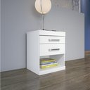 Ver imagem 1 de Mesa de Cabeceira Plus com 2 Gavetas - Branco