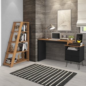 Kit 2 Peças Escrivaninha com Estante Escada Estilo Industrial