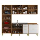 Ver imagem 3 de Cozinha Compacta Domus 10 Portas 5 Gavetas Nogal/branco - Hecol Móveis