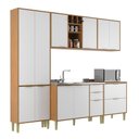 Ver imagem 1 de Cozinha Compacta Domus 10 Portas 5 Gavetas Nogal/branco - Hecol Móveis