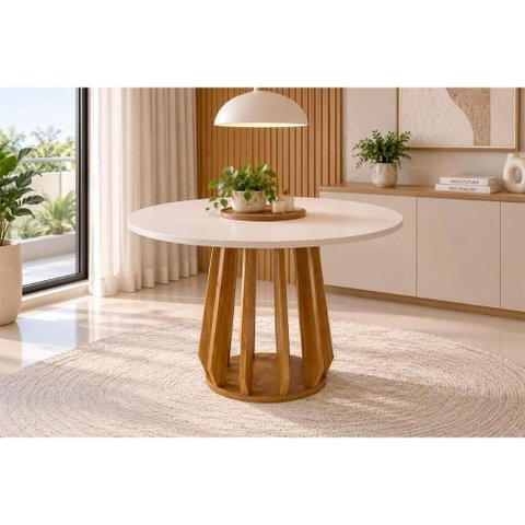 Mesa Cozinha Pitanga Madeira c/Vidro 109cm Madeira/Offw Cimol