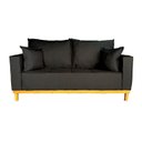 Ver imagem 1 de Sofá Beny 1.80 Base De Madeira Linho:Preto
