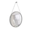 Espelho Decorativo Adnet Cinza Alça Corrente Cromada 50cm Redondo - 1