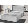 Kit Cabeceira 100Cm p/ Cama Box Solteiro + Baú 100Cm Calçadeira Estofada Jade Suede Branco - 1