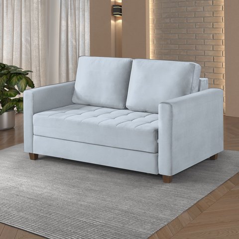 Sofá Cama Marcelle 2 Lugares 150 Casal Veludo Paris Pés de Madeira - Talento Móveis