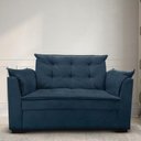 Ver imagem 1 de Sofá 2 Lugares para Sala Moderno Confortável Alicia Suede Azul Marinho
