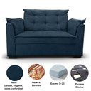 Ver imagem 4 de Sofá 2 Lugares para Sala Moderno Confortável Alicia Suede Azul Marinho