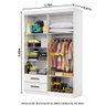 Guarda Roupa Casal Modulado 4 Portas com Cama Hercules 4 Portas e 4 Gavetas com Espelho Branco - 6