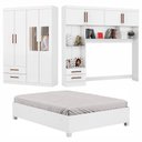 Ver imagem 2 de Guarda Roupa Casal Modulado 4 Portas com Cama Hercules 4 Portas e 4 Gavetas com Espelho Branco