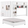 Guarda Roupa Casal Modulado 4 Portas com Cama Hercules 4 Portas e 4 Gavetas com Espelho Branco - 2