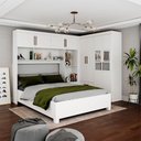 Ver imagem 1 de Guarda Roupa Casal Modulado 4 Portas com Cama Hercules 4 Portas e 4 Gavetas com Espelho Branco