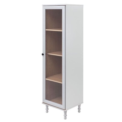 Cristaleira 1 Porta Vidro Pes Madeira 151x40 Cm E963 Cinza Dtall