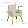 Conjunto 2 Poltronas Cadeira Estofada Decorativa Camila Corano Bege - Incasa Decor - 7