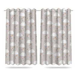 Cortina Infantil Boho Nuvens Tecido Premium 2,60x1,50m - 1