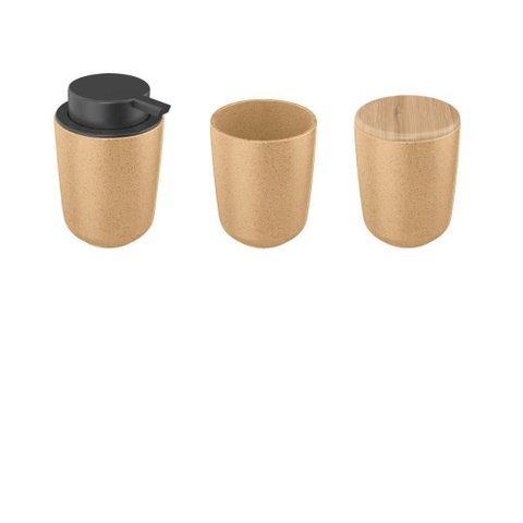 Kit para Banheiro em Cerâmica ou 3 Peças Linha Osaka - Caramelo Marmorizado