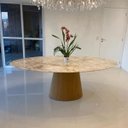 Ver imagem 5 de Mesa de Jantar Cone Oval 160x90 Cm Mármore Branco Extra Base Freijó