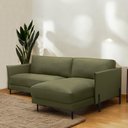 Ver imagem 1 de Sofá Decorativo Karine 3 Lugares Sala de Estar 230cm com Chaise Pés em Aço Couro Fendi G88 - Gran Be