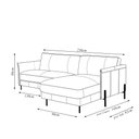 Ver imagem 4 de Sofá Decorativo Karine 3 Lugares Sala de Estar 230cm com Chaise Pés em Aço Couro Fendi G88 - Gran Be