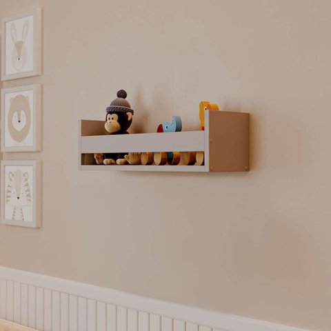 Prateleira Porta Brinquedo Cinza Claro 70 X 12cm Suporte Invisivel