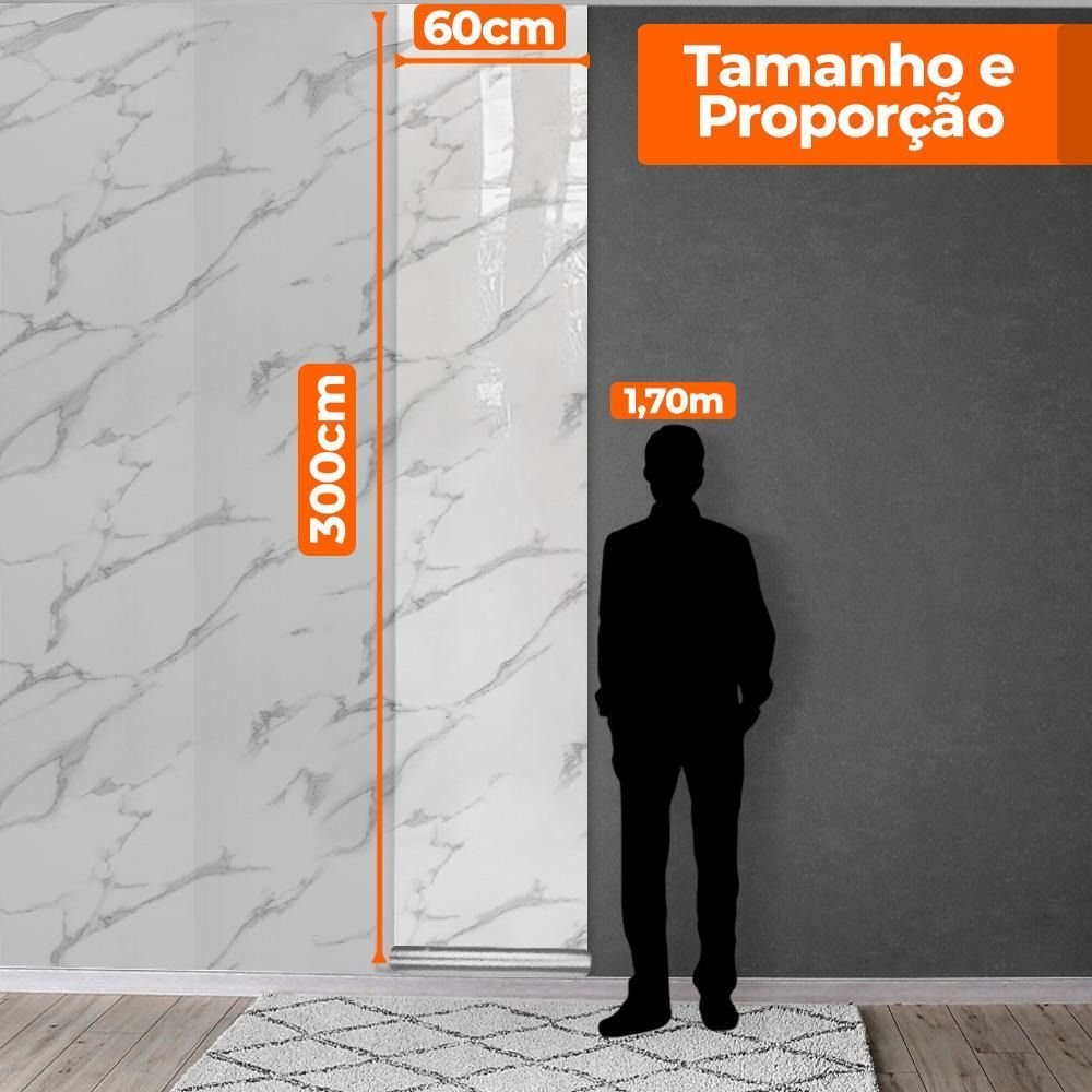 Placa Revestimento Adesiva Flexível para Paredes Atenas Branco 60x300cm - 6