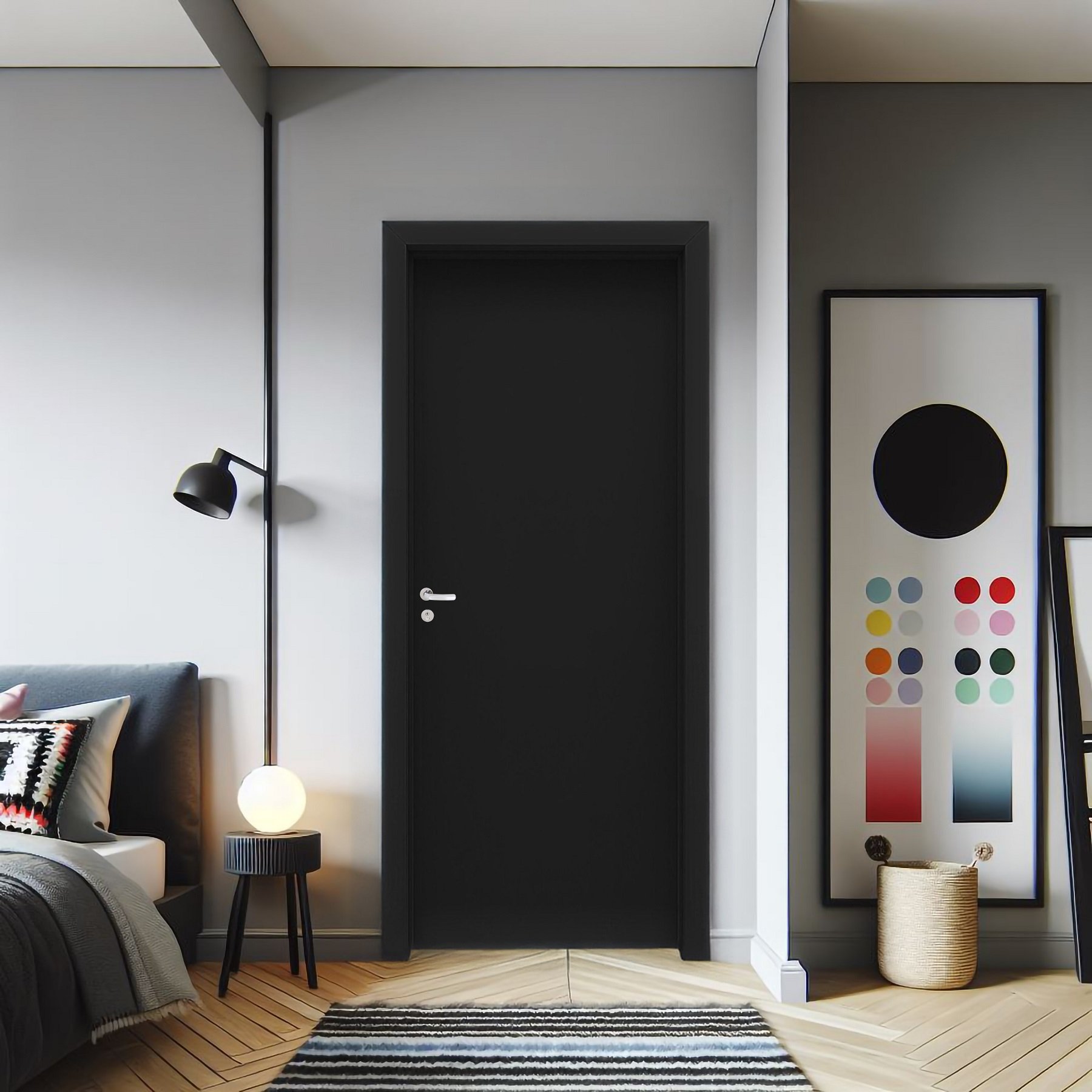 Kit Porta de Madeira 210x80cm Lisa Laqueada Direita Moldufama 