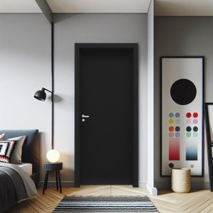 Kit Porta de Madeira 210x80cm Lisa Laqueada Direita Moldufama 