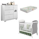 Ver imagem 1 de Berço Americano Danny e Cômoda Infantil Ane Branco Brilho com Colchão Gazin - Phoenix Baby