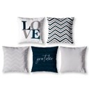 Ver imagem 1 de Kit 5 Almofadas Cheias 40cm X 40cm Decorativas Estampadas Digital Sala Sofá Quarto Chevron Cinza
